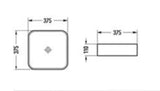Rever Square Above Counter Ceramic Basin 370x370mm - Various Colours