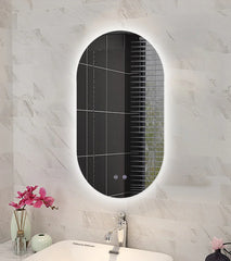 Pill Shape LED Mirror Backlit with Demister 450/600x900mm - 3 Colours Lighting