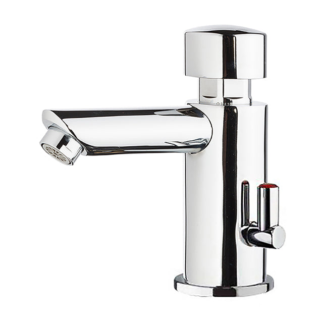 Gentec TFTLF2500 Lead Free DZR Brass Hob Mounted Right Angled Hot and Cold Temperature Timed Flow Pillar Tap w/ Temperature Blender