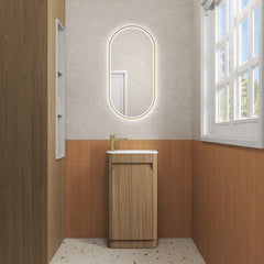 BV91 Compact Fluted Floor Mounted Ensuite Vanity 450x295mm - Various Colours