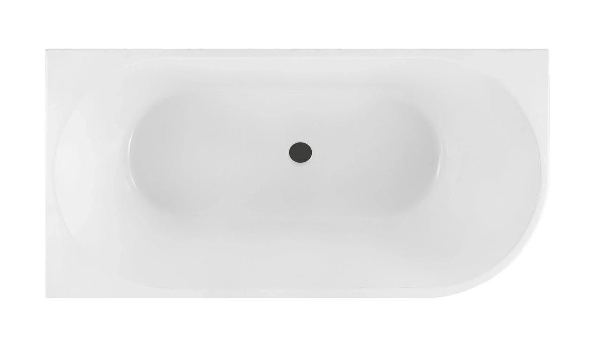 Nova Corner Left Hand Corner Back to Wall Fluted Bath 1500mm - Matte White