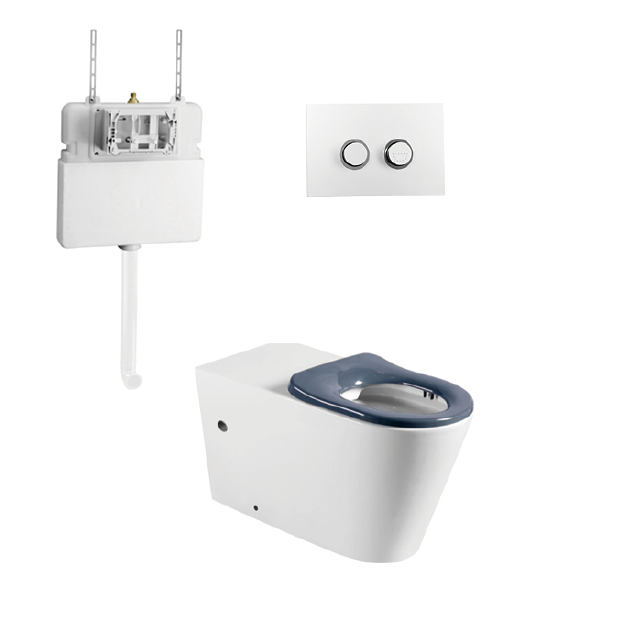 Ambulant Height Accessible Disabled Back To Wall Inwall Cistern Rimless Toilet Suite with Soft Close Seat - White (4 Star)