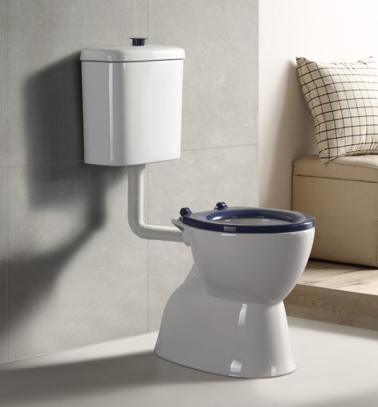 Builder Range Accessible Disabled Link Toilet Suite with Blue Seat - White (4 Star)