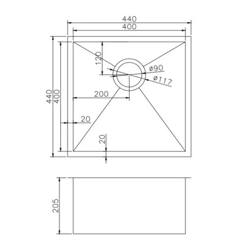 (Floor Display) Single Bowl Drop in/Undermount Laundry Sink 440x440mm - Gun Metal Finish