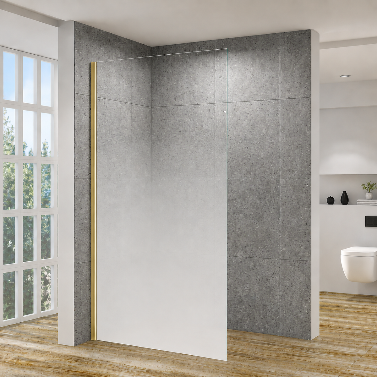 SS51 1000mm Fade Frosted Walk-In Shower Screen – 2000mm High, 8mm Glass – Floor Display Clearance