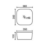 Oasis Counter Top Ceramic Basin 360x350mm - Various Colours