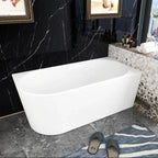 Bath 19 Right Hand Corner Back to Wall Freestanding Bath 1400mm - Gloss White