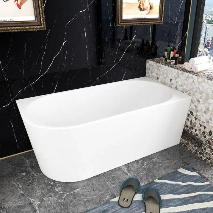 Bath 19 Right Hand Corner Back to Wall Freestanding Bath 1400mm - Gloss White