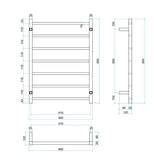 Thermogroup 12V Ladder Chrome Heated Towel Rail Square SS4412 600mm