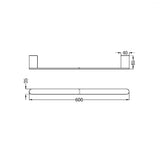 ECCO Black Single Towel Rail 600mm
