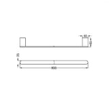 ECCO Black Single Towel Rail 800mm