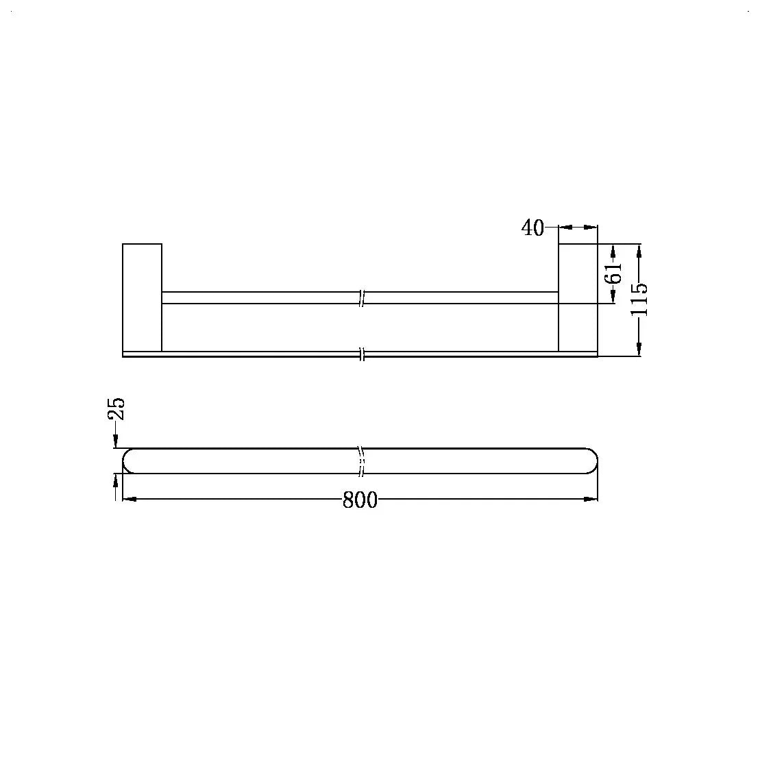 ECCO Black Double Towel Rail 800mm