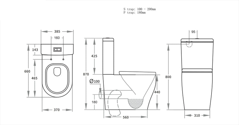 Raised Height Back To Wall Tornado Rimless Flush Toilet Suite with Soft Close Seat - CE038