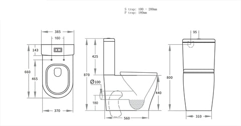 Raised Height Back To Wall Tornado Rimless Flush Toilet Suite with Soft Close Seat - CE038