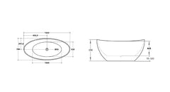 Oval Freestanding Bath 1500 / 1660mm - Gloss White