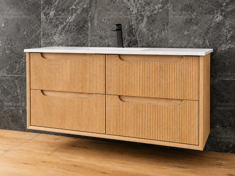 BV81WH Elwood Natural Oak Fluted Wall Hung Vanity - 900 / 1200 / 1500mm