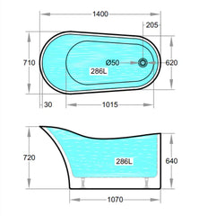 Oval Freestanding Bath 1400 / 1500 / 1700 mm - Gloss White