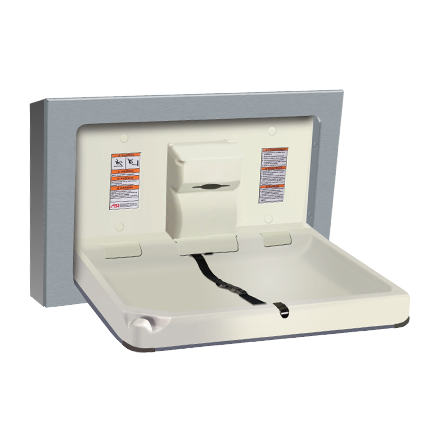 BABY CHANGE STATION, PARALLEL, CLAD STAINLESS STEEL – SURFACE MOUNTED (10-9018-9)