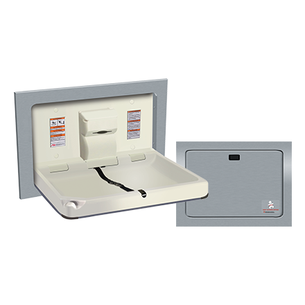 BABY CHANGE STATION, PARALLEL, CLAD STAINLESS STEEL – RECESSED (10-9018)