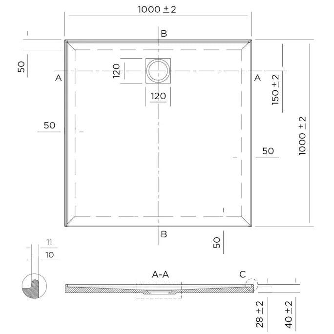 Profile Low Profile Polymarble Shower Base - Various Sizes