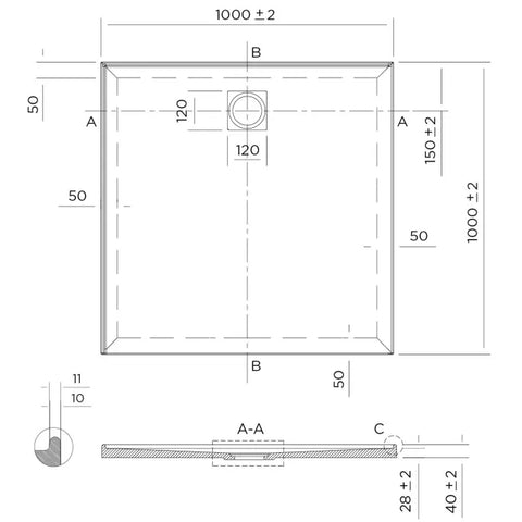 Profile Low Profile Polymarble Shower Base - Various Sizes