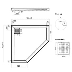 Neo Angled Low Profile Polymarble Shower Base - Various Sizes