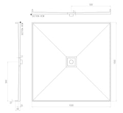 Builder Range Tile Shower Tray with Tile Insert Square Waste (Australian Made) - Various Sizes