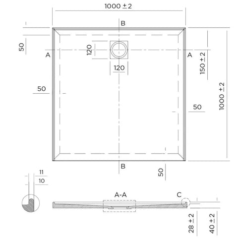 Profile Low Profile Polymarble Shower Base - Various Sizes