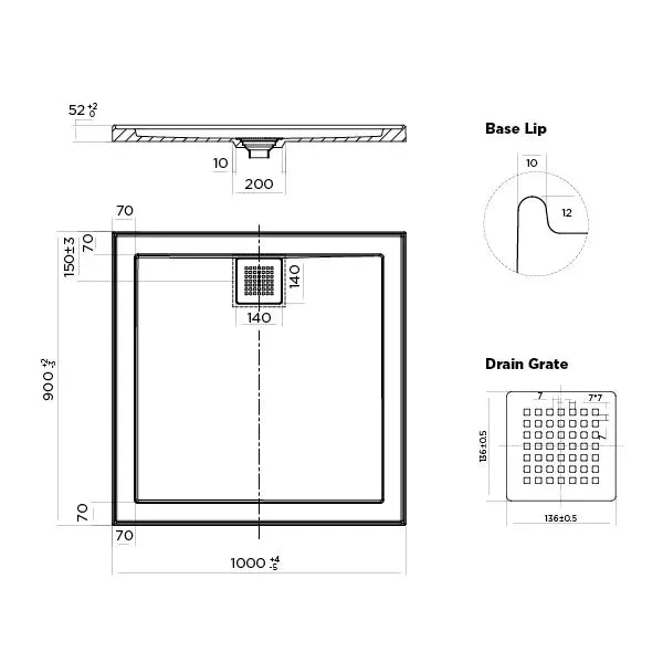 Eco Low Profile Polymarble Shower Base - Various Sizes