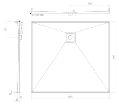 Builder Range Tile Shower Tray with Tile Insert Square Waste (Australian Made) - Various Sizes