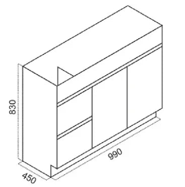 BV03 Gloss White Fingerpull Freestanding Vanity - 600 / 750 / 800 / 900 / 1000 / 1200 / 1500 / 1800mm