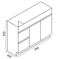 BV03 Gloss White Fingerpull Freestanding Vanity - 600 / 750 / 800 / 900 / 1000 / 1200 / 1500 / 1800mm