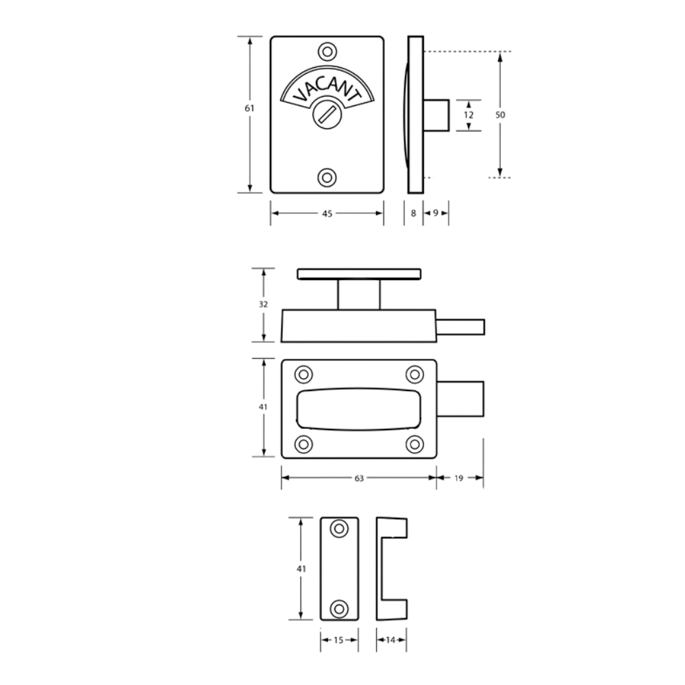 100A T Handle Lock & Indicator Set in Satin Chrome Plate - 100A_LOCK_SCP