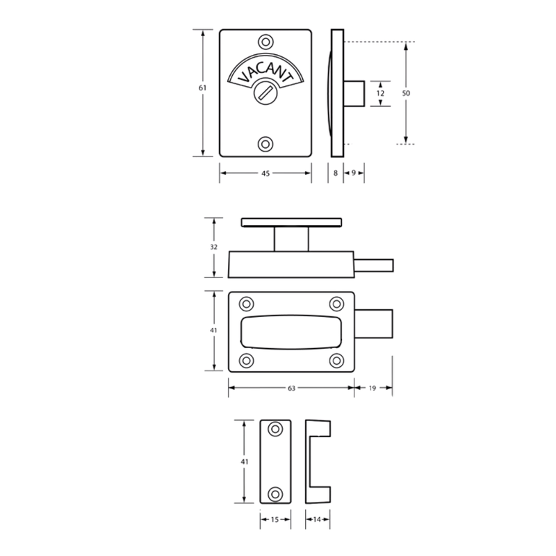 100A T Handle Lock & Indicator Set in Satin Chrome Plate - 100A_LOCK_SCP