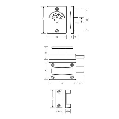 100A T Handle Lock & Indicator Set in Satin Chrome Plate - 100A_LOCK_SCP