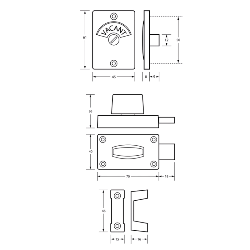 100 Lock & Indicator Set in Satin Chrome Plate - 100_LOCK_SCP
