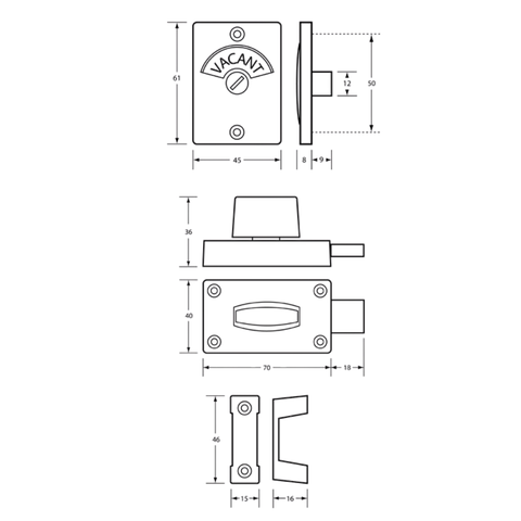 100 Lock & Indicator Set in Satin Chrome Plate - 100_LOCK_SCP