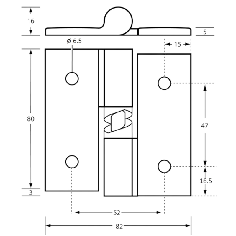 106B Gravity Hinge Bolt Through in Satin Chrome Plate - 106B_RHHC_SCP (Right Hand; Hold Closed)