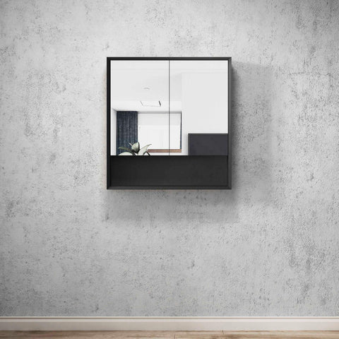 Mirror Cabinet with Open Shelf Pencil Edge - 600/750/900/1200/1500x800mm - Various Colours