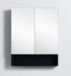 Mirror Cabinet with Open Shelf Pencil Edge 600/750/900/1200/1480x750mm - Matte Black