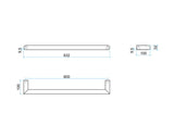 Thermogroup 12V Single Bar Gun Metal Heated Towel Rail Round DSR6GM 632mm