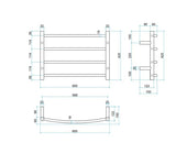 Thermogroup 240Volt Curved Chrome Heated Towel Rail Round CR40M 600mm