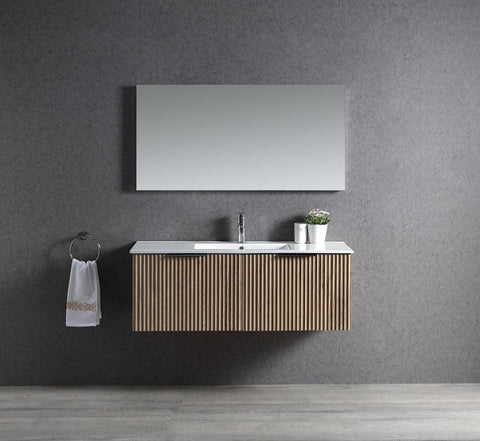 BV29WH Fluted Dark Walnut Fingerpull Wall Hung Vanity - 750 / 900 / 1200 / 1500mm
