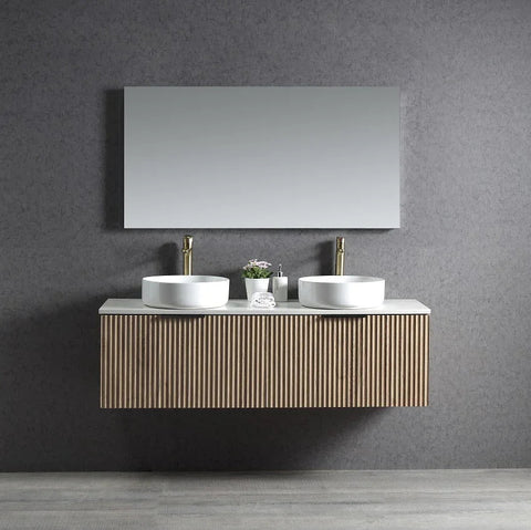 BV29WH Fluted Dark Walnut Fingerpull Wall Hung Vanity - 750 / 900 / 1200 / 1500mm