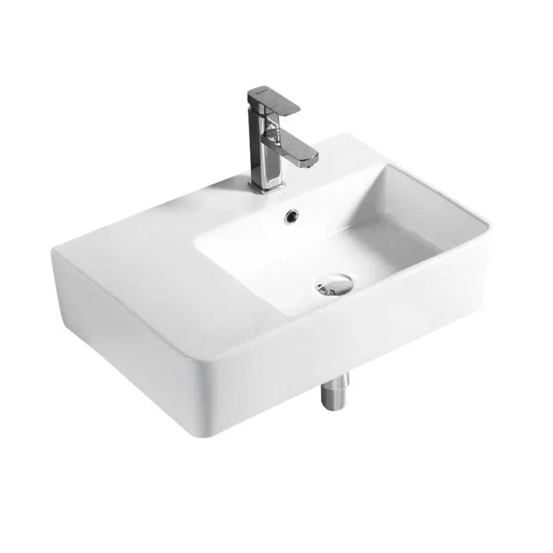 Juniper Gloss White Wall Hung Ceramic Basin 615x420mm - Left hand / Right Hand