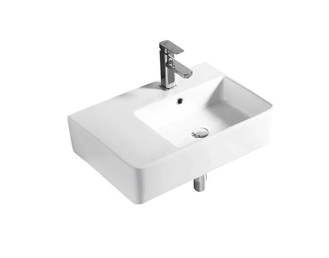 Juniper Gloss White Wall Hung Ceramic Basin 615x420mm - Left hand / Right Hand