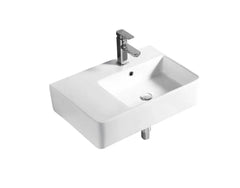 Juniper Gloss White Wall Hung Ceramic Basin 615x420mm - Left hand / Right Hand