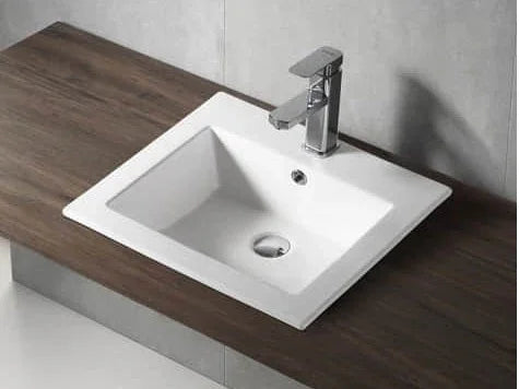 Essence Rectangular Inset Gloss White Ceramic Basin 410x410mm