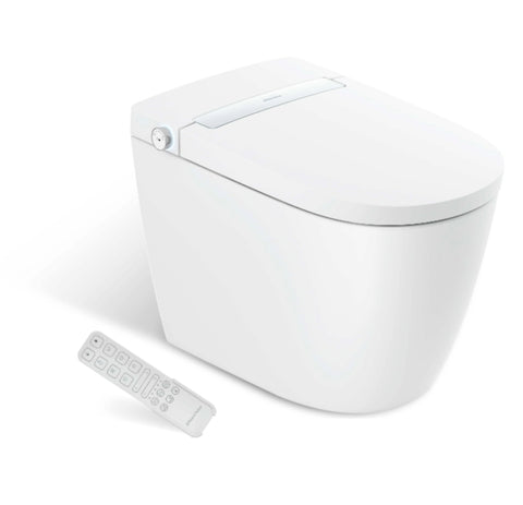 Vue inbuilt Cistern Rimless Flush Toilet Suite with Smart Remote Bidet Seat - White (4 Star)