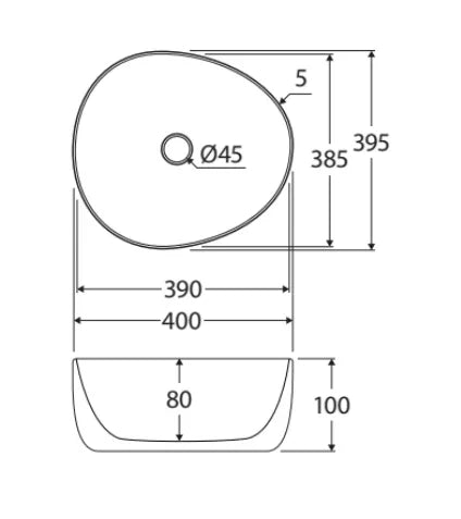 Pebble Above Counter Ceramic Basin 400x395mm - Various Colours